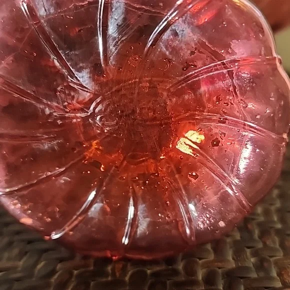 Vintage Fenton Style Glass Basket Vase Cranberry Red Burgundy Vase - Picture 5 of 10